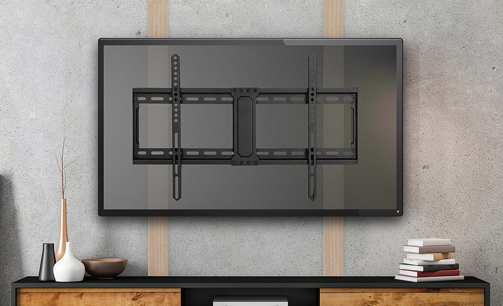 Wall-mounted TV in a modern living room